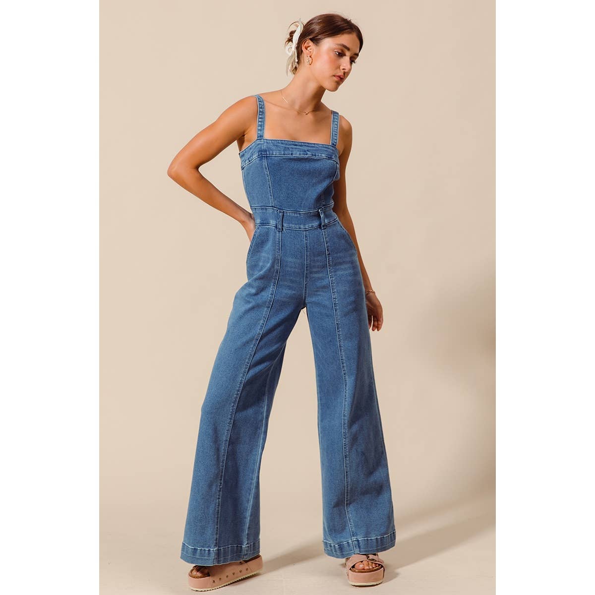 Washed Denim Jumpsuit