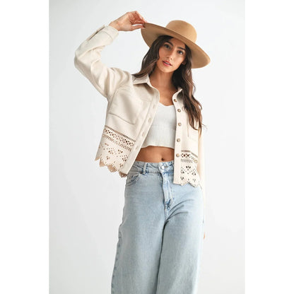 LASERCUT DETAILING JACKET - Southern Sassy Boutique
