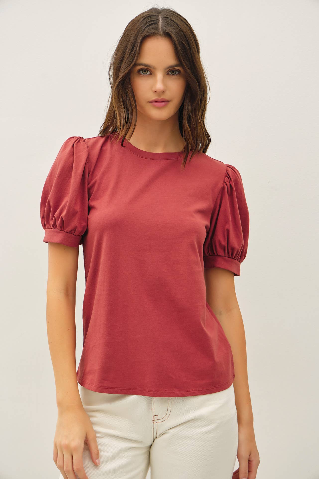COTTON JERSEY PUFF SLEEVE T-SHIRTS
