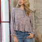 Chiffon Clip Dot Jacquard Peplum Tie Front Blouse