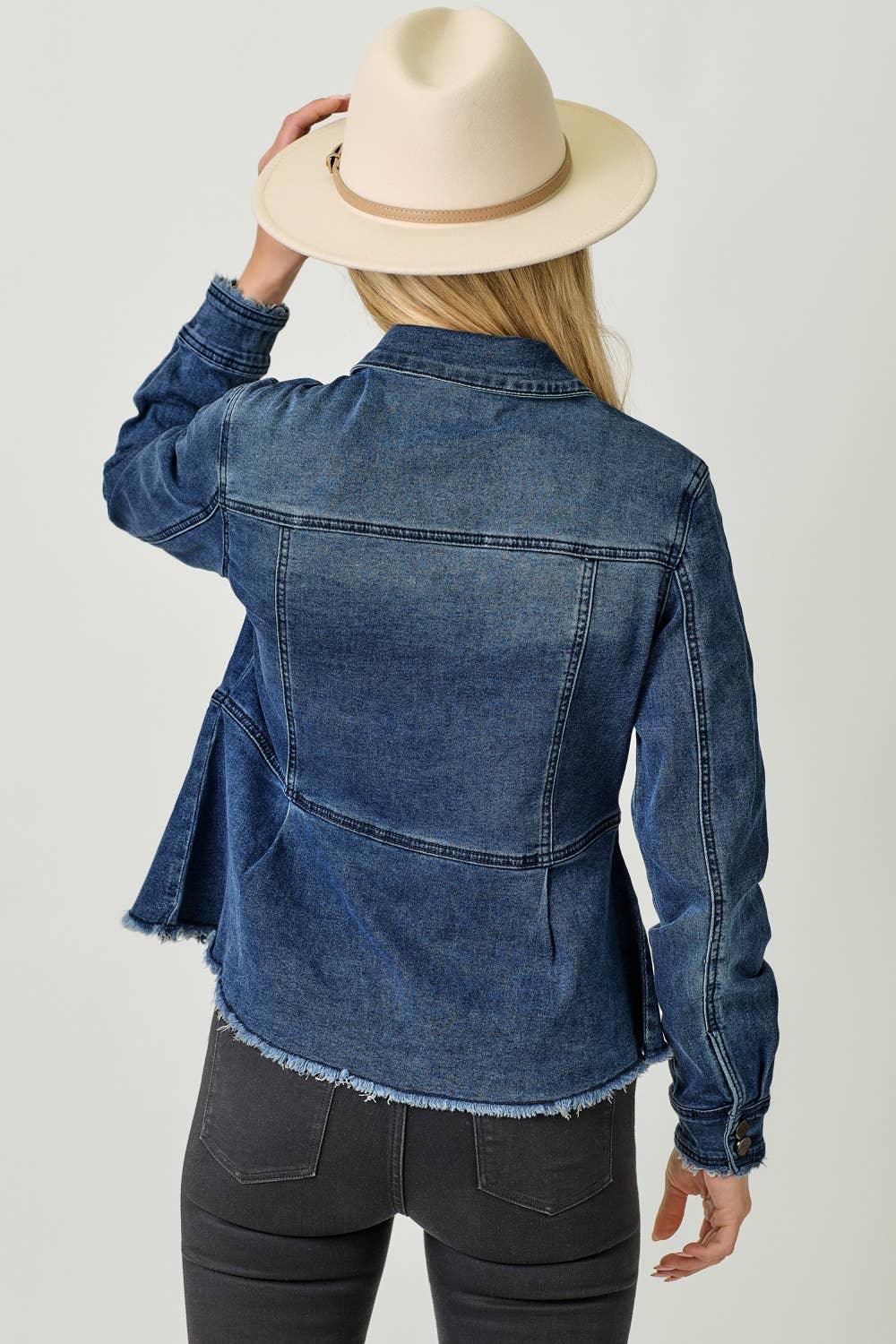 Washed Denim Peplum Jacket - Southern Sassy Boutique