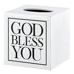 Square Tissue Box Cover - White with Black Text - Southern Sassy Boutique