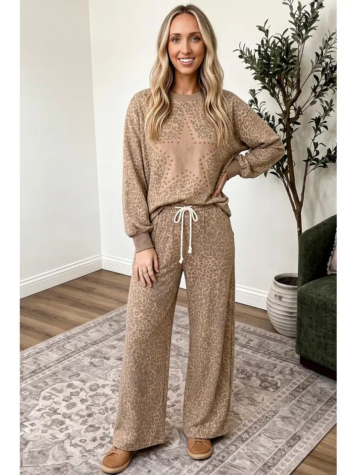 Leopard Star Print Two Piece Set