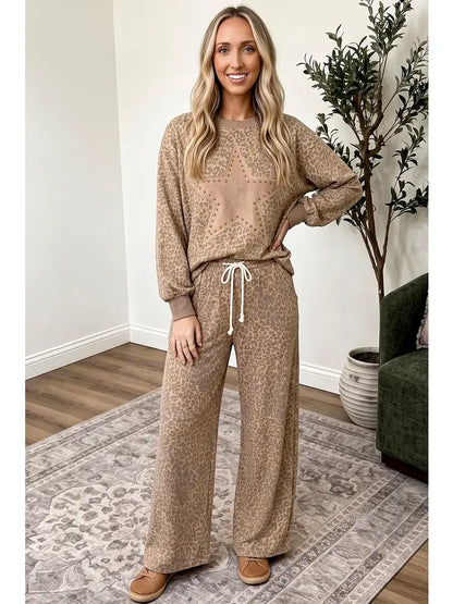 Leopard Star Print Two Piece Set