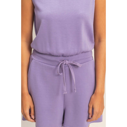Drawstring Waist Sleeveless Romper