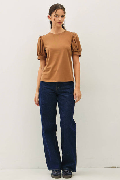 COTTON JERSEY PUFF SLEEVE T-SHIRTS