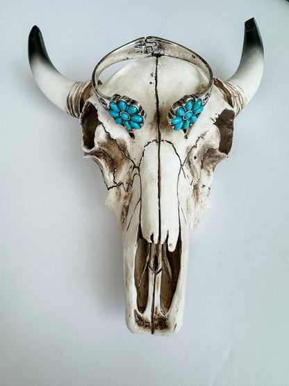 Western Flower Stone Hinge Bangle Bracelet - Southern Sassy Boutique