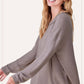 Brushed Waffle Fabric Loose Fit Long Sleeve Top