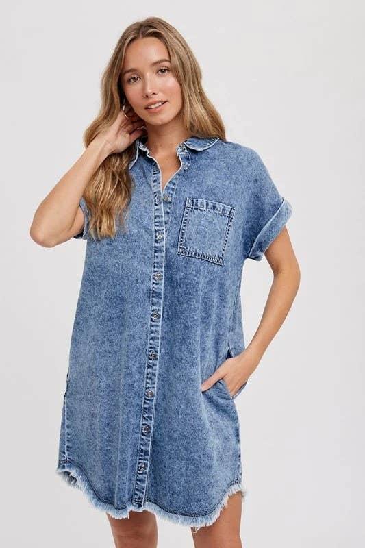 Looses Denim Cardigan Dress - Southern Sassy Boutique