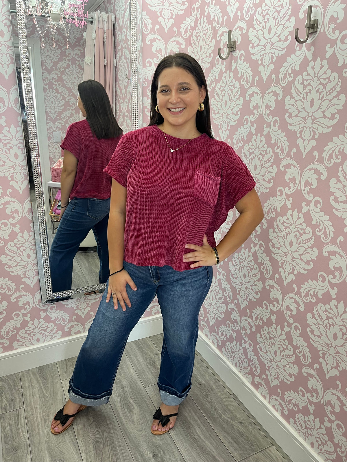 Chenille Short Sleeve Sweater