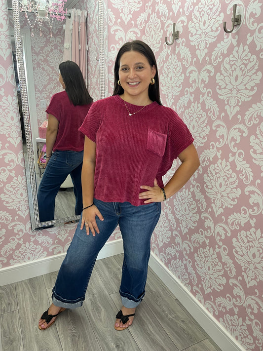 Chenille Short Sleeve Sweater
