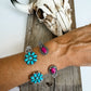 Western Flower Stone Hinge Bangle Bracelet