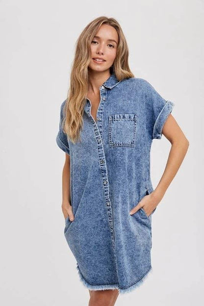 Looses Denim Cardigan Dress - Southern Sassy Boutique