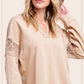 Embroidered Crochet V-neck Long Sleeve Top