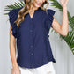 Split Neck Double Flutter Sleeve Blouse Shirt