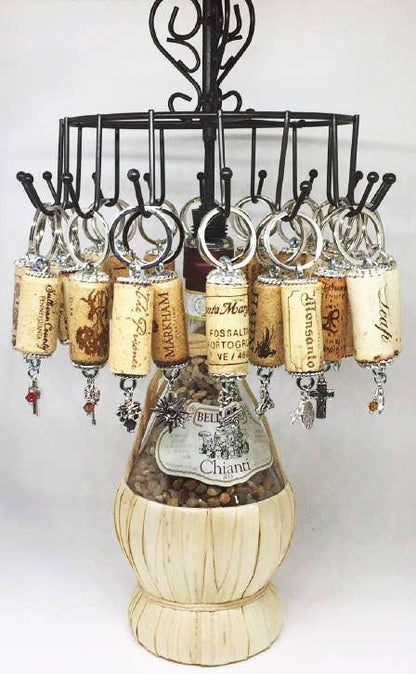 Red Wine Glass Charm Rhinestone Design Keychain - Southern Sassy Boutique