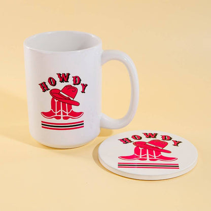 Western Cowboy Boots And Hat 15 Oz Mug With Matching Coaster