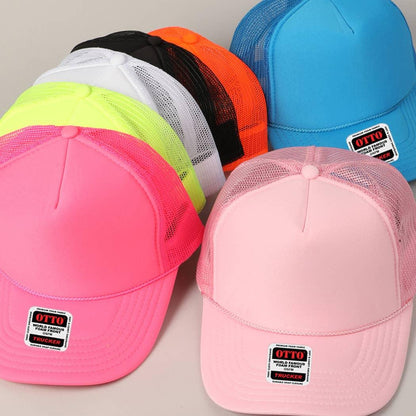 Solid Color OTTO 5-Panel Foam Mesh Back Trucker Hat - Southern Sassy Boutique