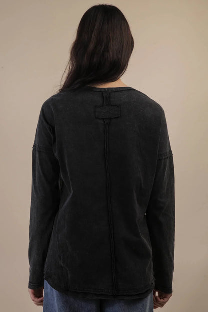 Mineral Washed Casual Knit Top - Southern Sassy Boutique