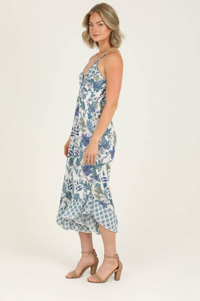 V NECK ANGLED HEM JUMPSUIT