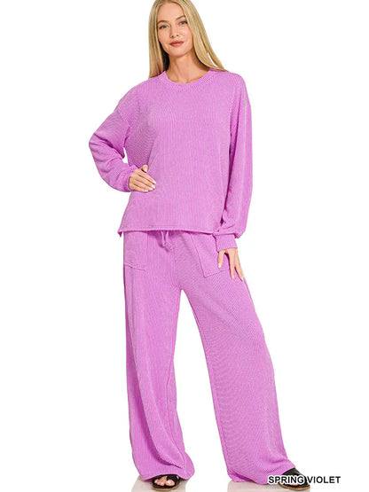 Raised Rib Pullover & Pants Set