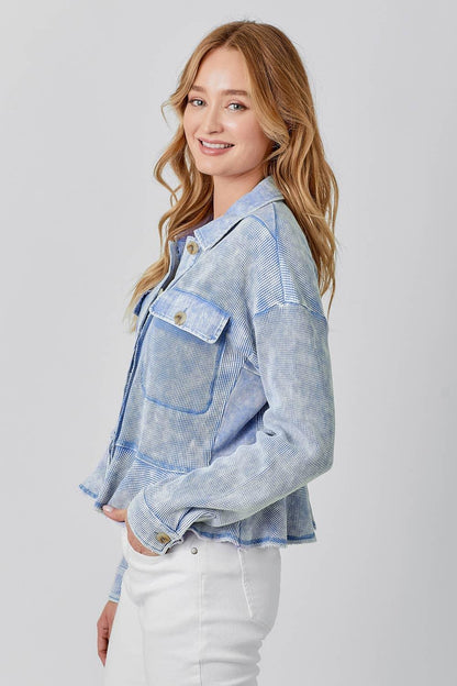 Washed Waffle Knit Jacket - Southern Sassy Boutique