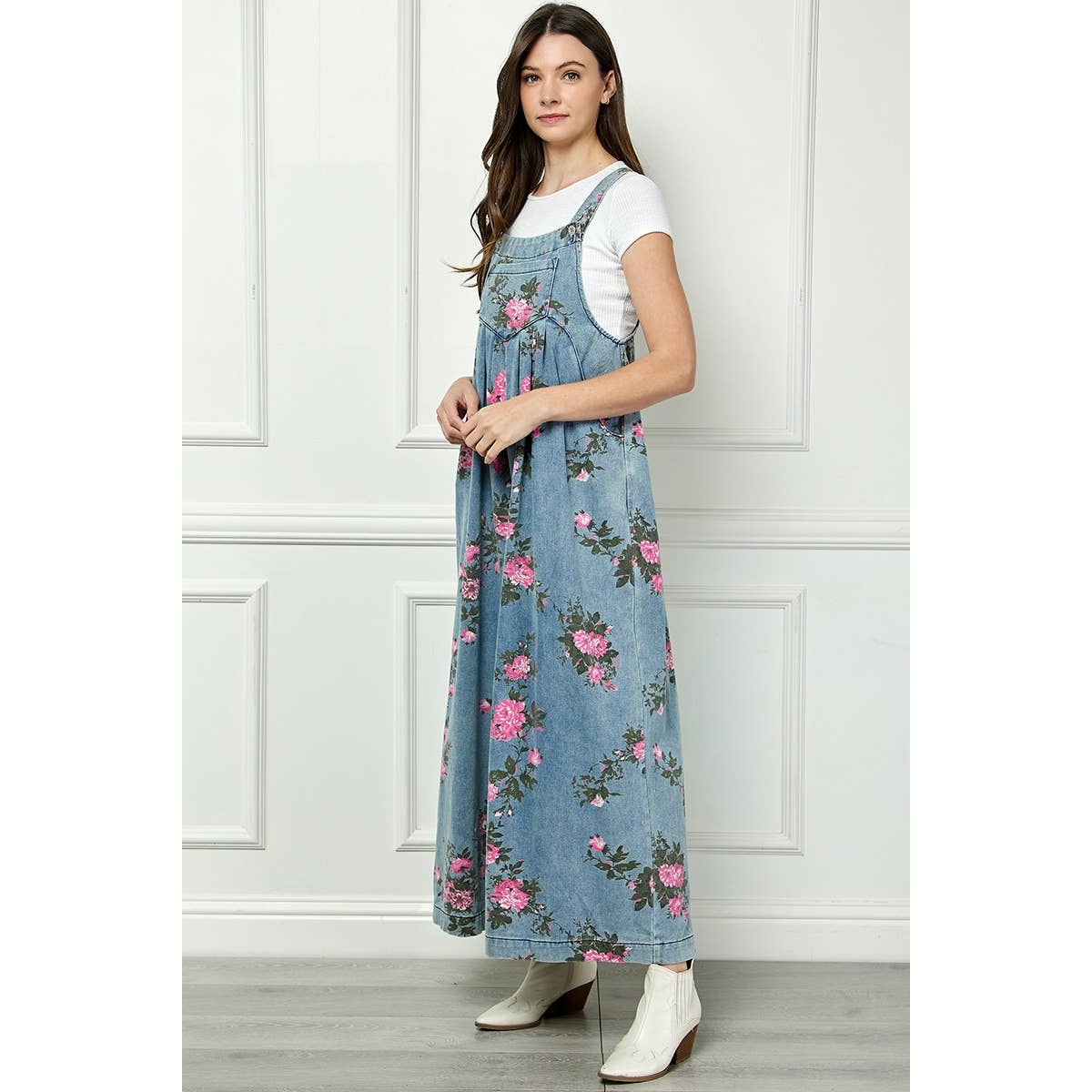 Painted Floral Sleeveless Jumpsuit