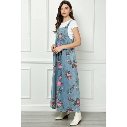 Painted Floral Sleeveless Jumpsuit - Southern Sassy Boutique