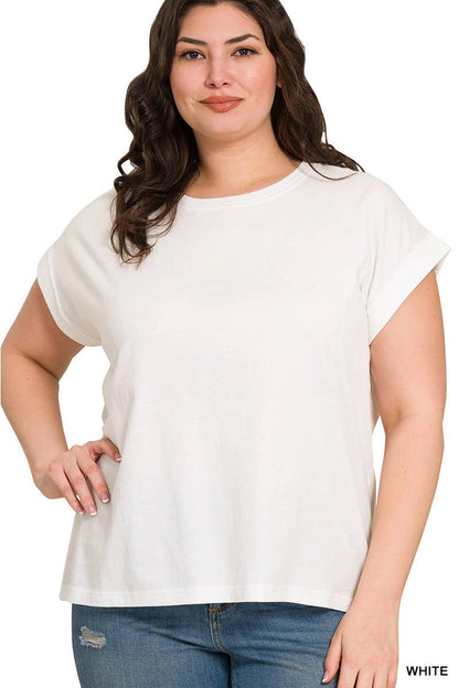Curvy Relaxed Fit Cotton Round Neck Tee