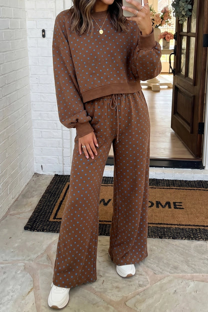 Brown Polka Dot Drawstring Set