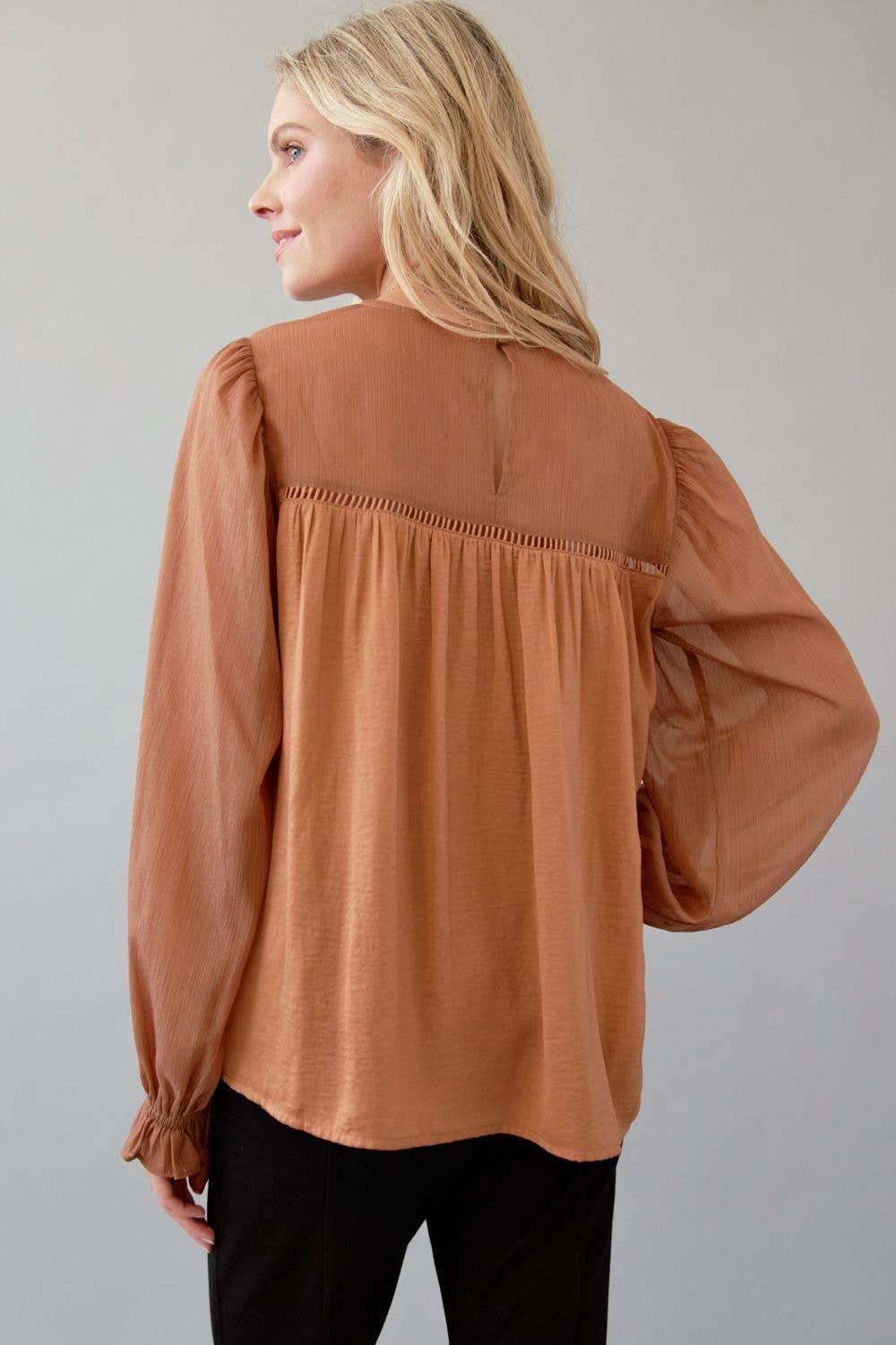 Shimmer Satin Blouse - Southern Sassy Boutique