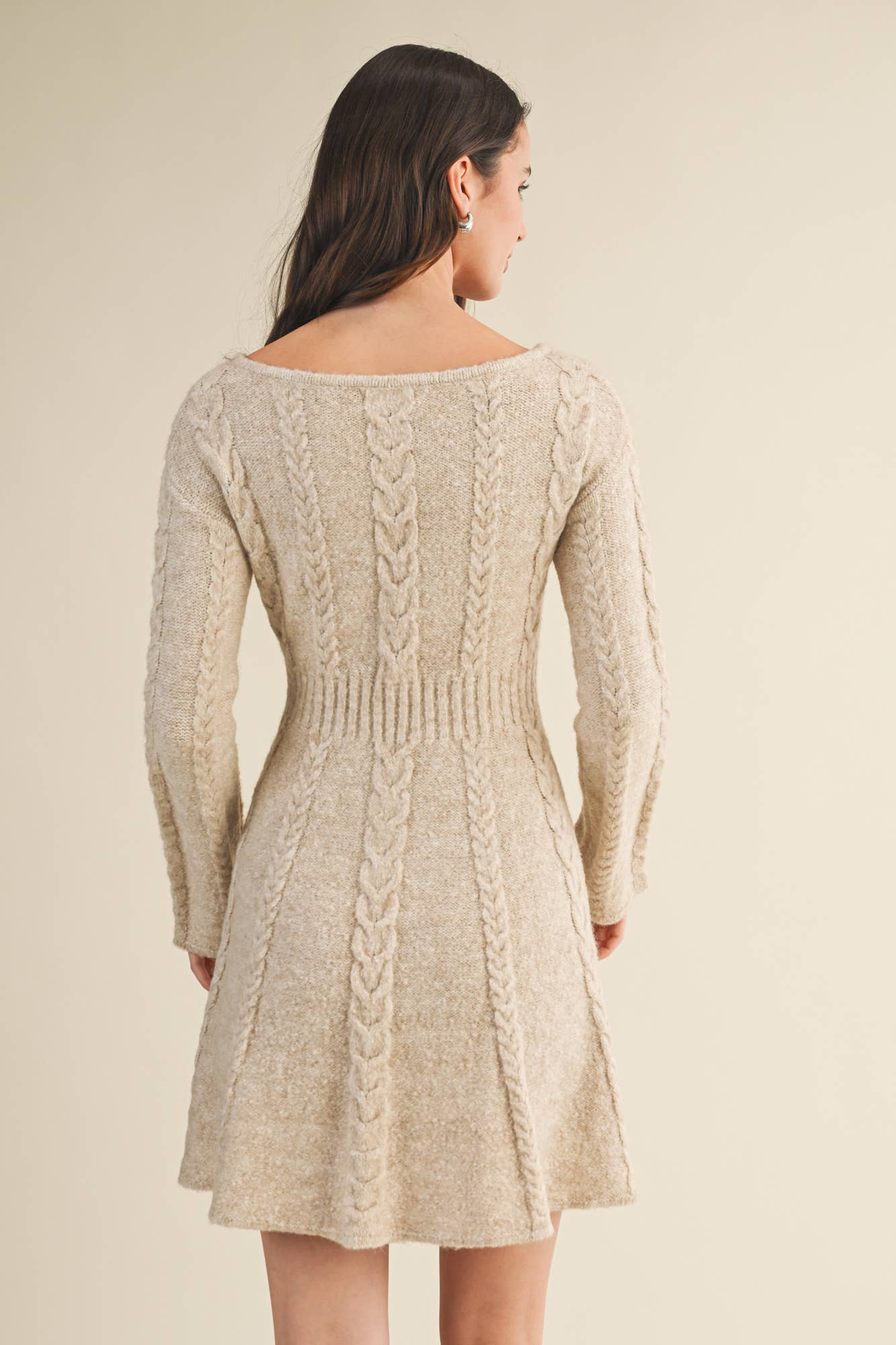 CABLE FLARE SWEATER DRESS
