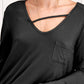 Super Stretchy Cutout Front Pocket Long Sleeve Top