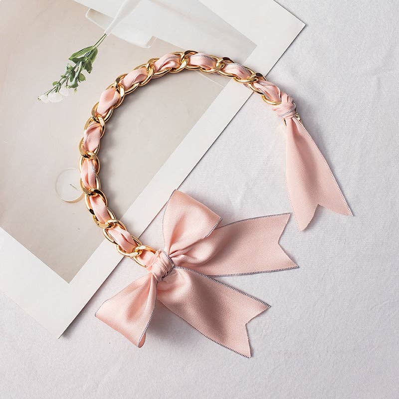 Elegant Silk-Wrapped Metal Chain Bag Charm DP25H608
