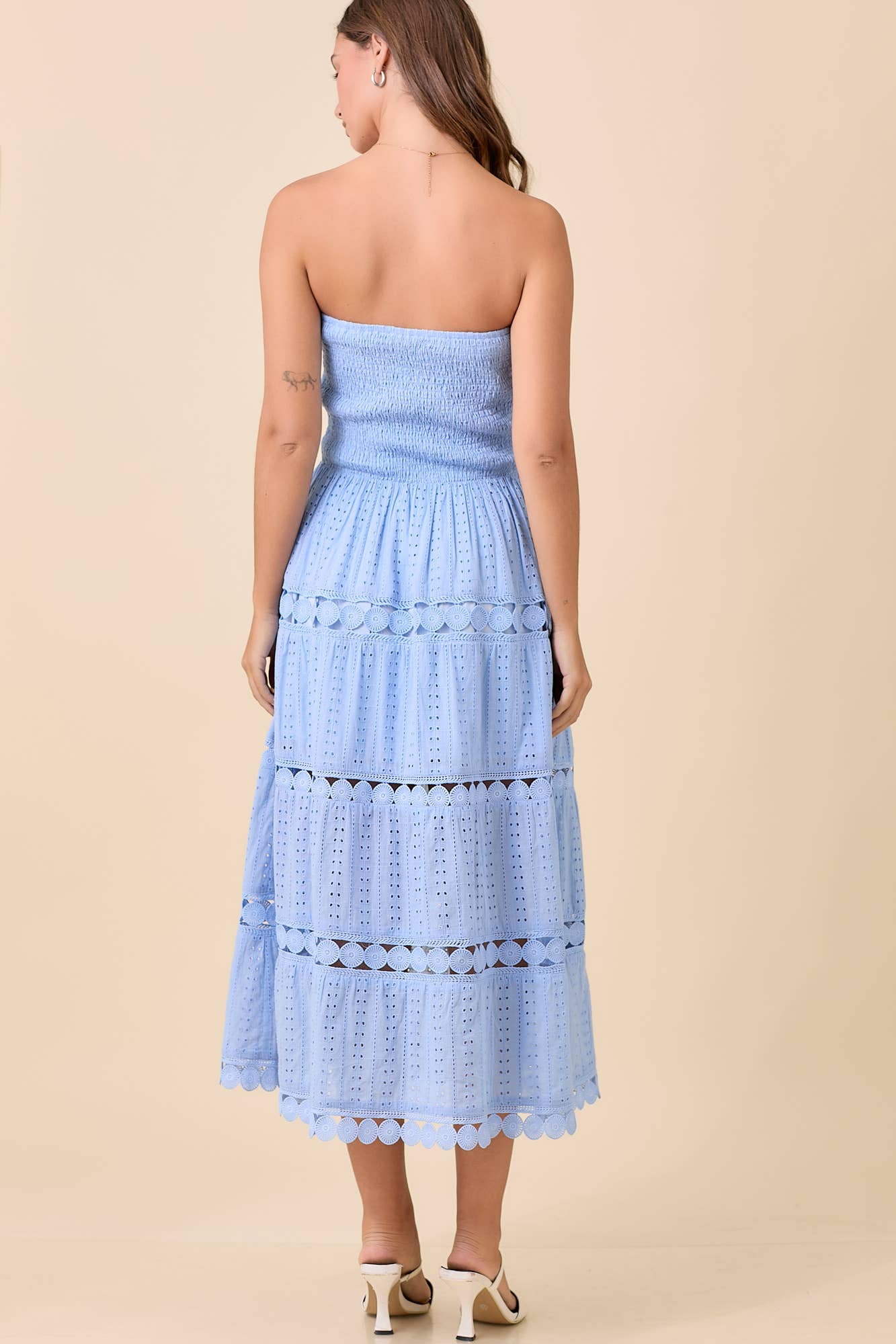 Smocked Eyelet Maxi Dress