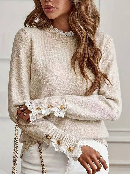 Lace Trim Knit Sweater