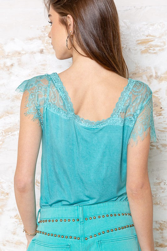Sweetheart Round Neck Lace Top