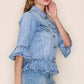 RUFFLE SLEEVE CROP JACKET