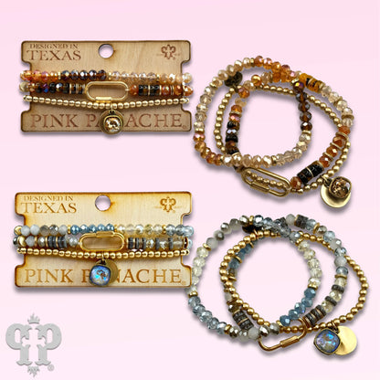 Three strand bracelet with screw lock and Austrian crystal - Southern Sassy Boutique