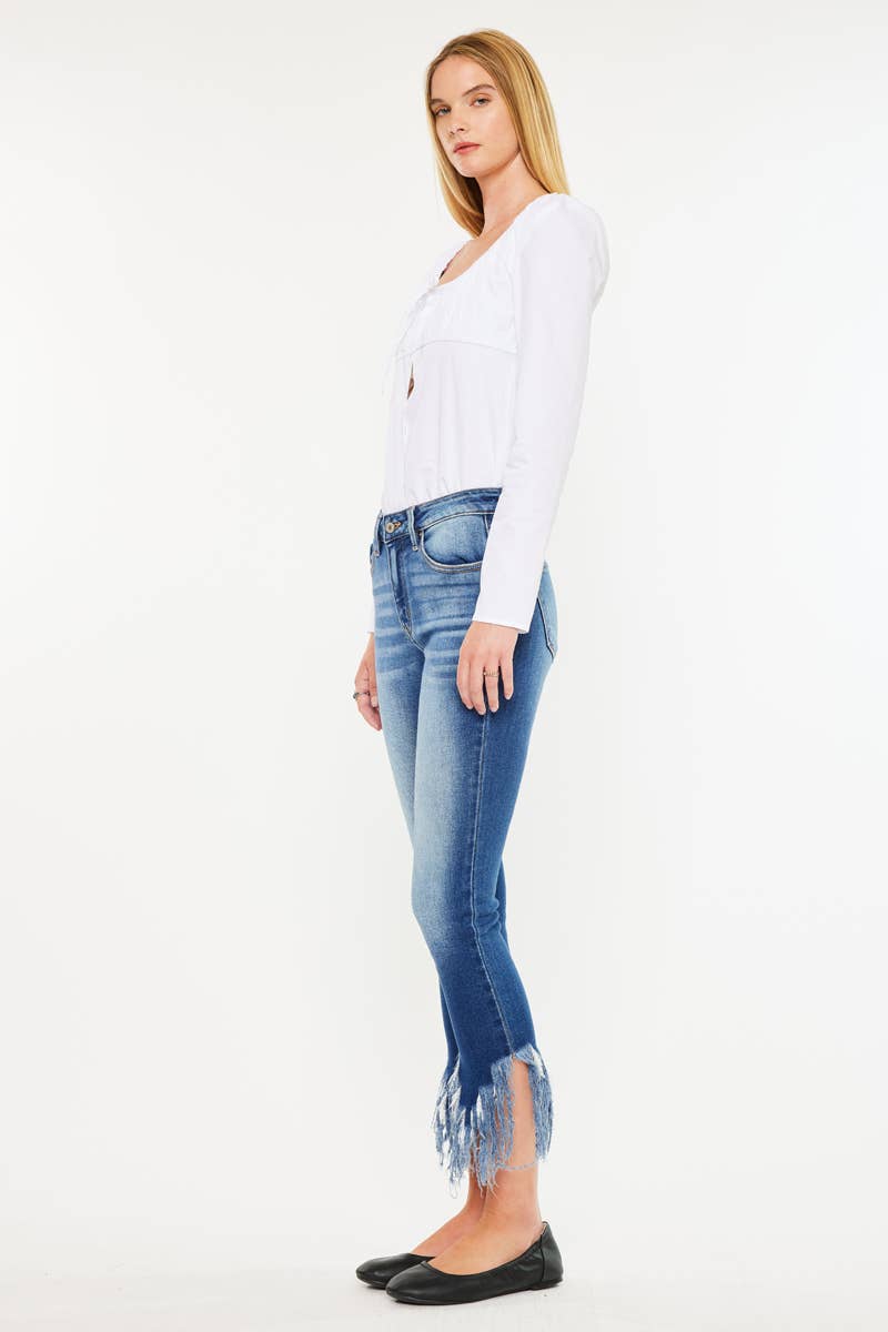 Mid Rise Hem Detail Ankle Skinny - KC9169D-OP - Southern Sassy Boutique