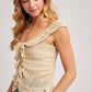 CROCHET RUFFLED KNIT TOP