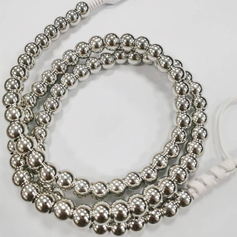 Silver Beaded Cord Charging Cable 2 in 1 Charger