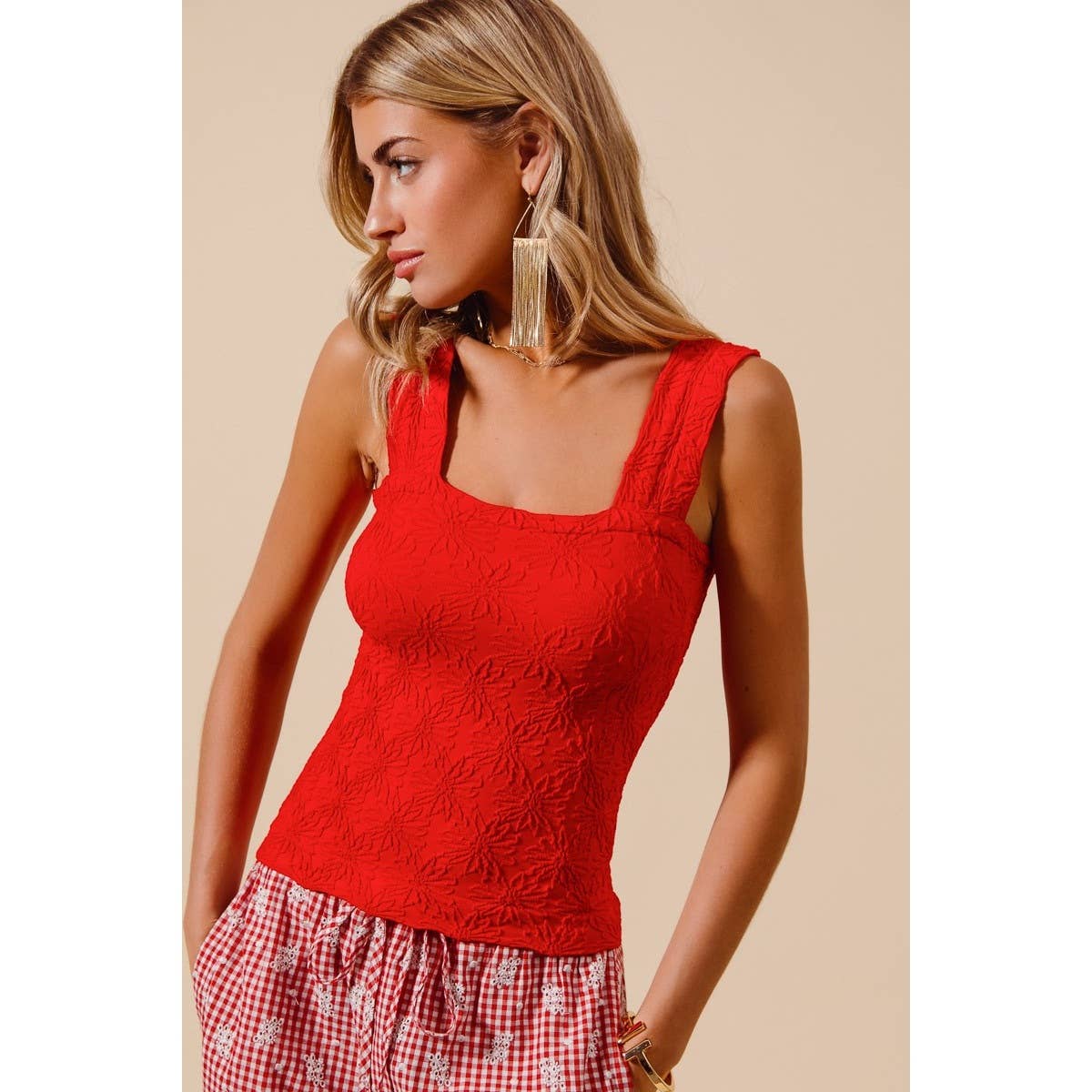 Floral Jacquard Seamless Tank Top