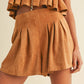 SUEDE PLEATED SLEEVELESS TOP AND SHORTS SET