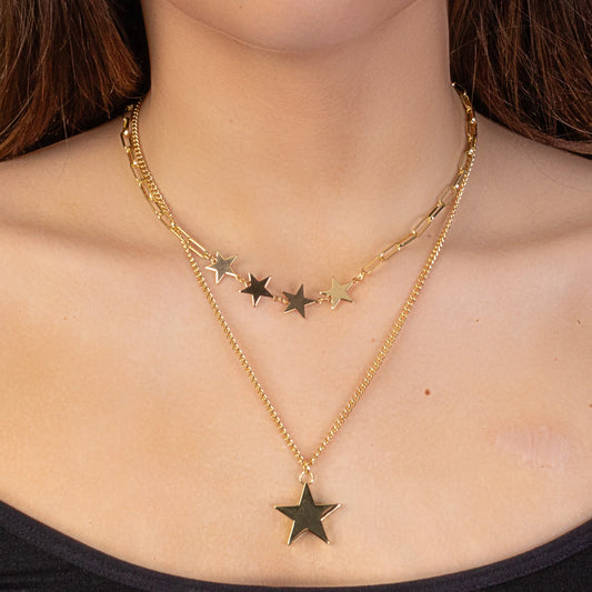 Star Layered Gold Necklace