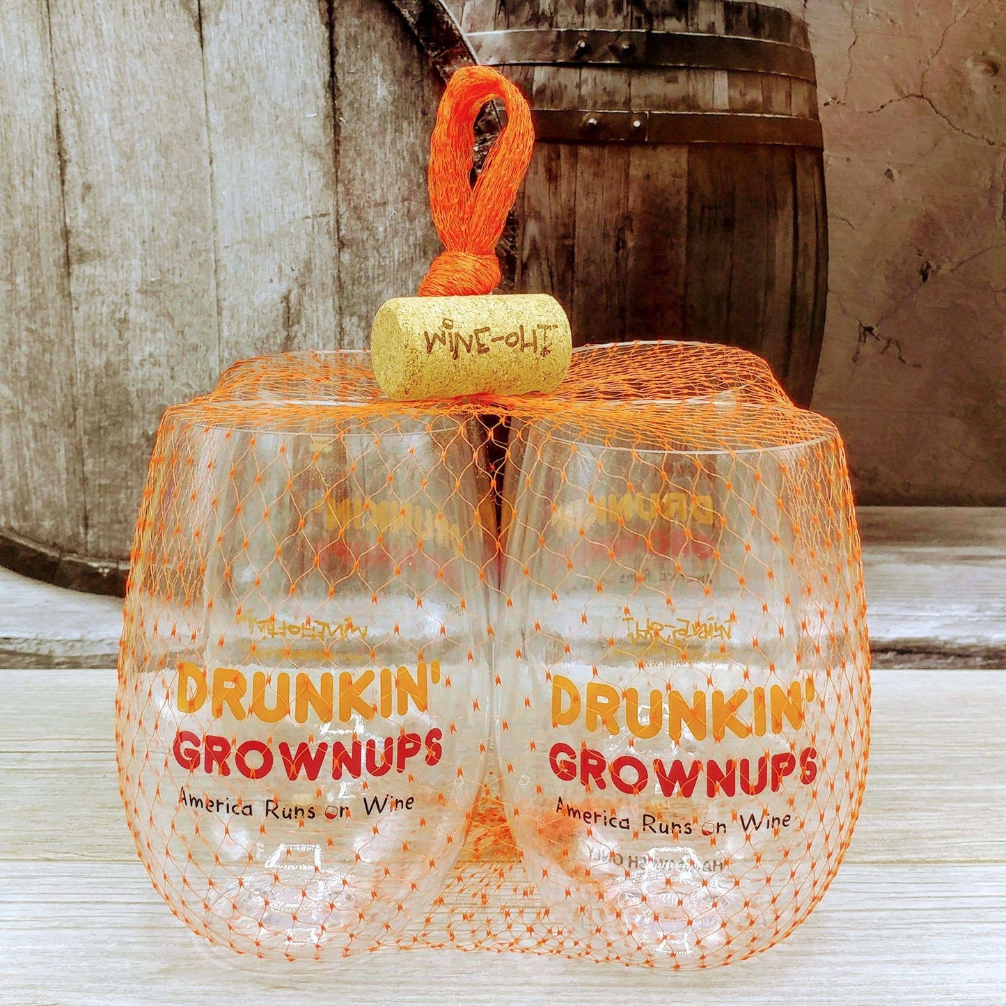 DRUNKIN' GROWNUPS Unbreakable TRITAN Plastic Wine Glasses