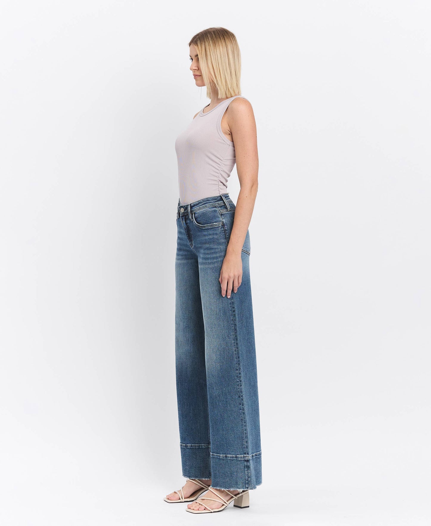 HIGH RISE A LINE WIDE LEG JEANS - Southern Sassy Boutique