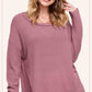 Brushed Waffle Fabric Loose Fit Long Sleeve Top
