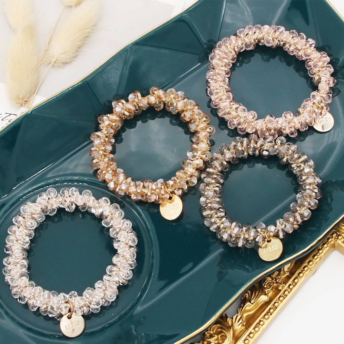 Beaded Faux Pearl Hair Tie Bracelet for Women