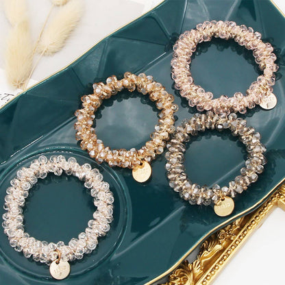 Beaded Faux Pearl Hair Tie Bracelet for Women